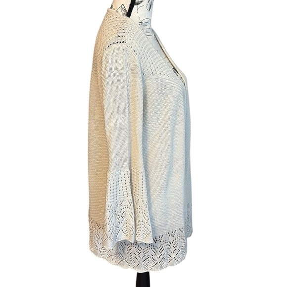 LC Lauren Conrad Open Knit Cardigan Bell Sleeve Cream Size L - Picture 2 of 5